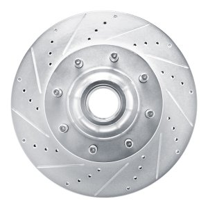 Ford E-150 Brake Rotor (1) - Front Left - R1 Concepts - Drilled & Slotted - Silver - `08-`25